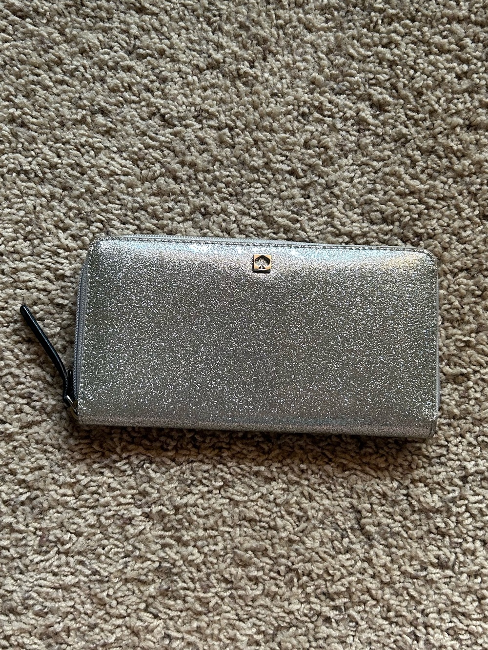 kate spade Silver Glitter Zip Around Wallet